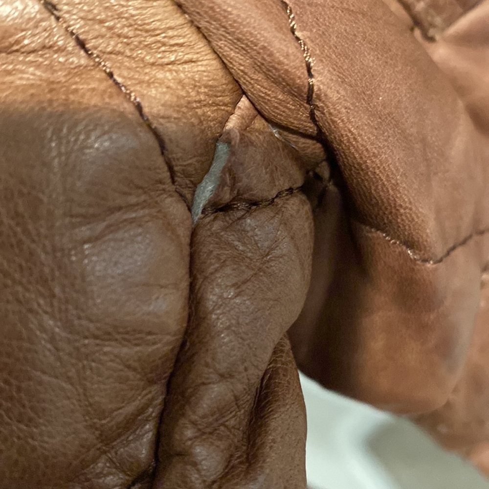 Eddie Bauer Brown Quilted Leather Jacket - Picture 13 of 17